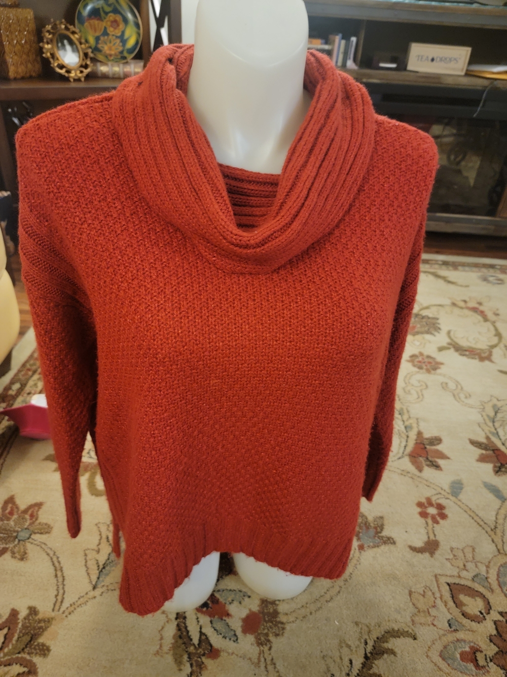 Rust Red Cowl Neck Women's Sweater SIZE M